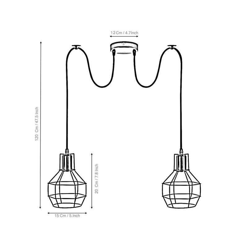 Retro Industrial 2 Way Indoor Ceiling Pendant Chandelier Hanging Light