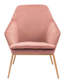 28" x 29.5" x 33.9" Pink Velvet Metal Arm Chair