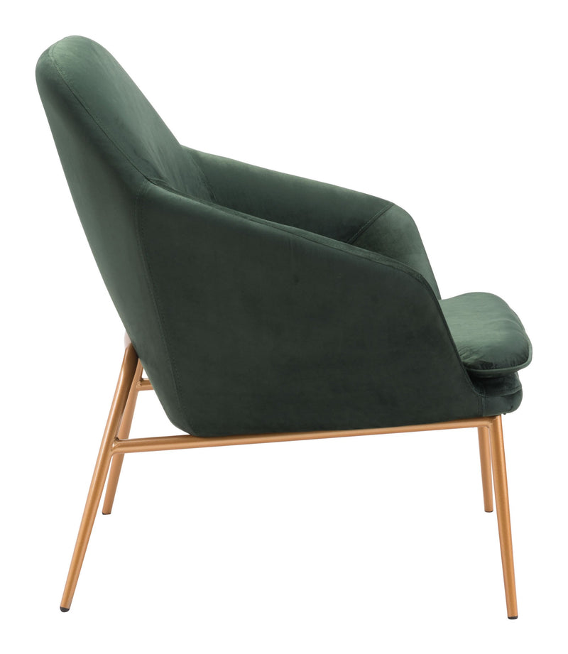 34" Green Velvet Metal Arm Chair