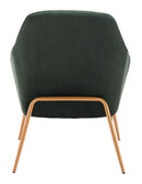 34" Green Velvet Metal Arm Chair