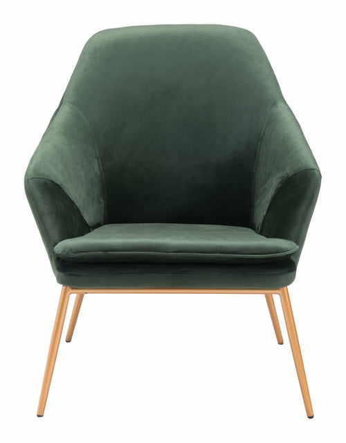 34" Green Velvet Metal Arm Chair