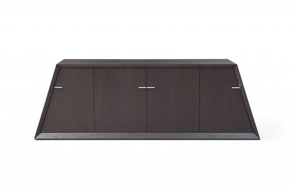 90" X 21" X 30" Oak Stainless Steel Buffet