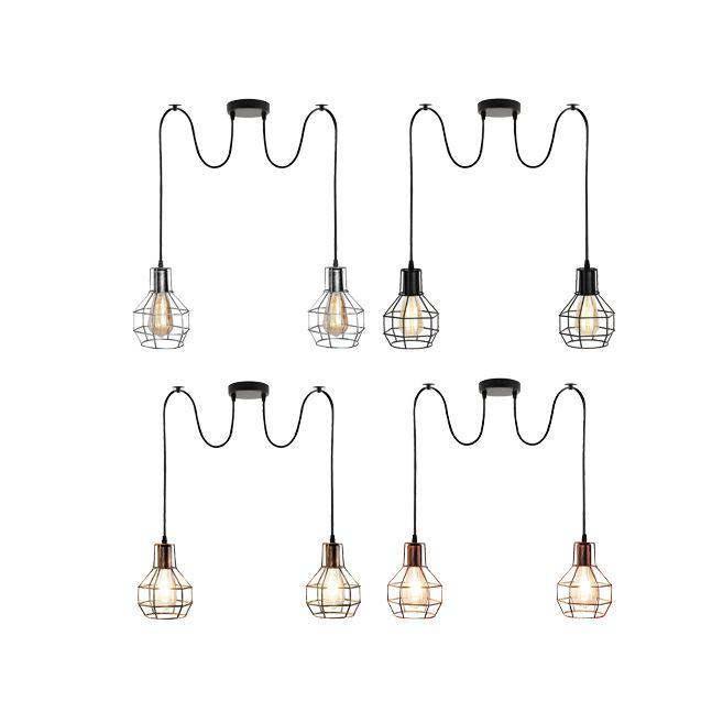 Retro Industrial 2 Way Indoor Ceiling Pendant Chandelier Hanging Light